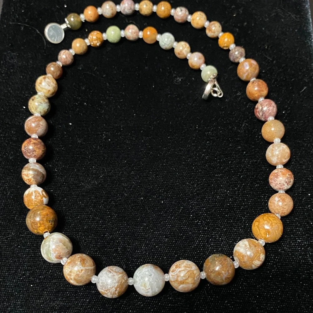 Artisan Natural African Green Opal gemstone silver magnetic clasp necklace